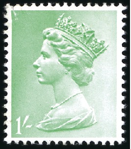 Stamp of Great Britain » Queen Elizabeth II 1970 1s COLOUR TRIAL IN LIGHT EMERALD GREEN, penci