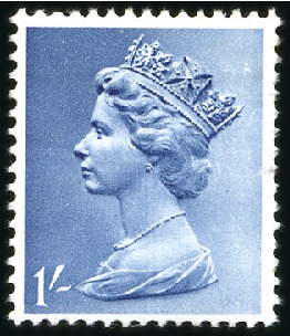 Stamp of Great Britain » Queen Elizabeth II 1970 1s COLOUR TRIAL IN SLATE-BLUE, pencil notatio
