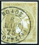 Stamp of Greece » Large Hermes Heads » 1871-76 Meshed paper issue 40L Dull Olive-Green and bistre on blue, two very 
