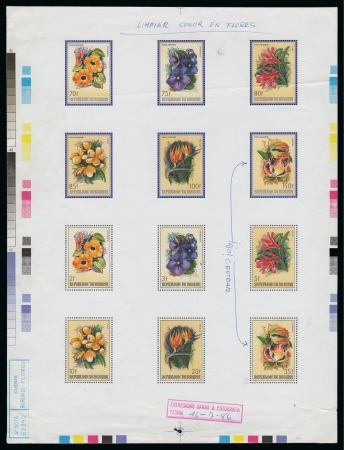 Stamp of Burundi 1986 Flowers, complete set of 12 values on a gummed sheet