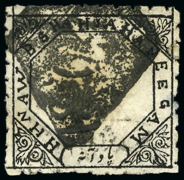 Stamp of Indian States » Bhopal 1895 1/4a black, used, showing "NAW B" variety