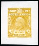 Stamp of South Africa » Union & Republic of South Africa 1911 (Jan) 1/2d, 1d, 3d, 4d and 5s "Mackay" unadopted essays in yellow