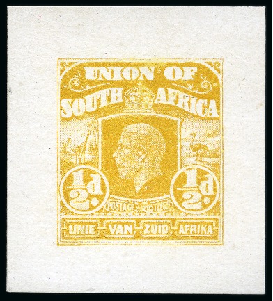 Stamp of South Africa » Union & Republic of South Africa 1911 (Jan) 1/2d, 1d, 3d, 4d and 5s "Mackay" unadopted essays in yellow
