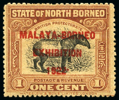 Stamp of North Borneo 1922 Malaya-Borneo Exhibition 1c with variety raised stop after "1922"