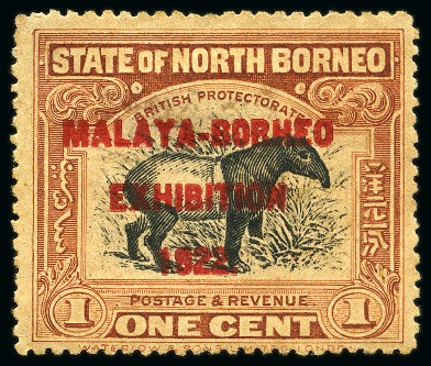 Stamp of North Borneo 1922 Malaya-Borneo Exhibition 1c with variety "BORHEO" mint