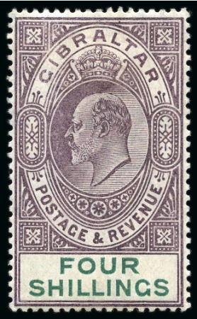 Stamp of Gibraltar 1904-08 2s Green & Blue and 4s Deep Purple & Green