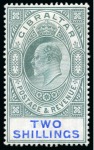 Stamp of Gibraltar 1904-08 2s Green & Blue and 4s Deep Purple & Green