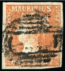Stamp of Mauritius » 1859 Dardenne Issue (SG 41-44) 1859 Dardenne 2d dull vermilion used with good margins,