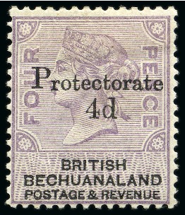 Stamp of Bechuanaland » Bechuanaland Protectorate 1888 4d on 4d Lilac & Black mint hr part og, fine appearance