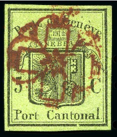 Stamp of Switzerland / Schweiz » Kantonalmarken » Genf Grosser Adler mit Genfer Rosette zentrisch entwertet,