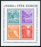 Stamp of Switzerland / Schweiz » Schweiz ab 1907 1934 NABA-Block, postfrisch, zusätzlich mit Einstrittskarte