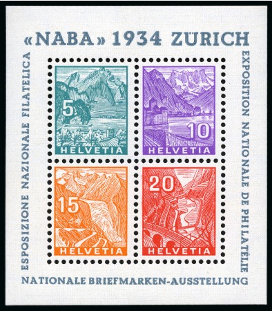 Stamp of Switzerland / Schweiz » Schweiz ab 1907 1934 NABA-Block, postfrisch, zusätzlich mit Einstrittskarte