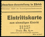 Stamp of Switzerland / Schweiz » Schweiz ab 1907 1934 NABA-Block, postfrisch, zusätzlich mit Einstrittskarte