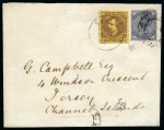Stamp of Sarawak 1888 Envelope to Jersey, bearing a Sarawak 3c brown