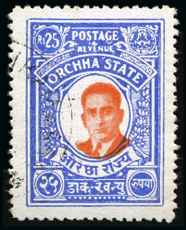Stamp of Indian States » Orchha 1935 25r red-orange and blue, used