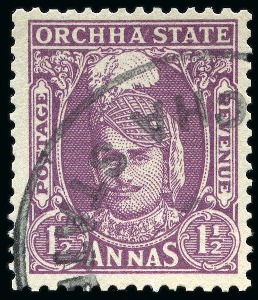 Stamp of Indian States » Orchha 1939-42 1 1/2a mauve, used, fine and scarce (SG £190)