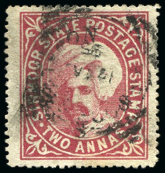 Stamp of Indian States » Sirmoor 1896 Official Handstamp type 20, 2a carmine, used, fine (SG £160)
