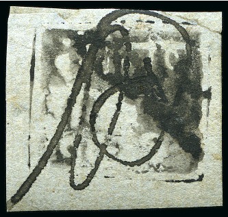 Stamp of Indian States » Soruth 1864 Handstamped in watercolour 1a black on azure to grey laid paper, used