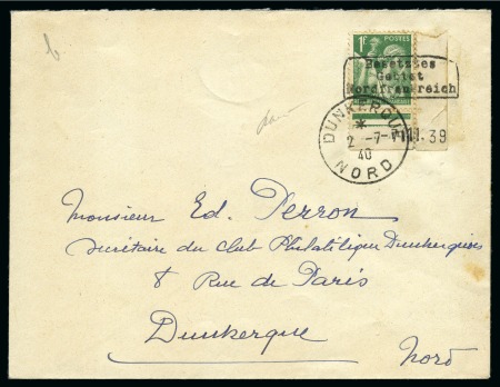 Stamp of France » Guerre 1940 1F Iris vert avec date sur coin de feuille et