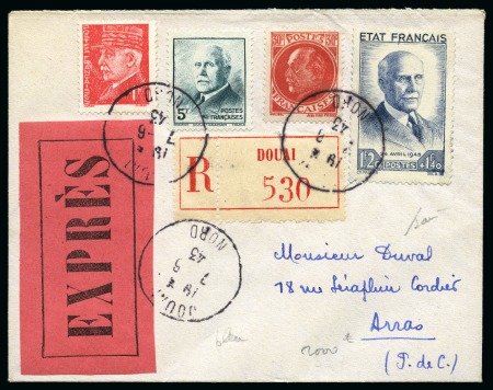 Stamp of France Variété de couleur sur le 1F20 +1F40 Pétain en bleu