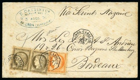 Stamp of France 1876 Lettre de l'agence consulaire française à Porto-Cabello