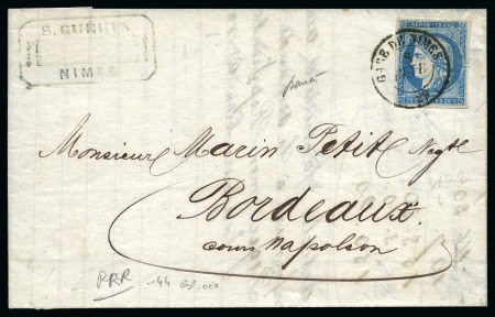 Stamp of France Rare càd Gare de Nimes 08.02.1871 sur Yv. 44 sur lettre