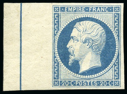 Stamp of France 20c Napoléon ND avec filet d'encadrement sur bord