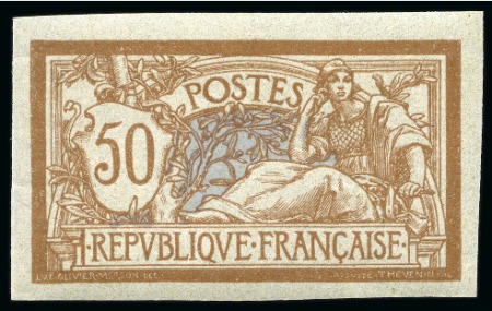 Stamp of France 1900 50c Merson NON DENTELE, neuf sans ch., TB, cert.