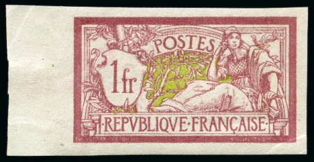 Stamp of France 1900 1F Merson NON DENTELE avec bdf latéral gauche,