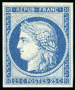 Stamp of France 25c Cérès, Réimpression Granet non dentelé, neuf