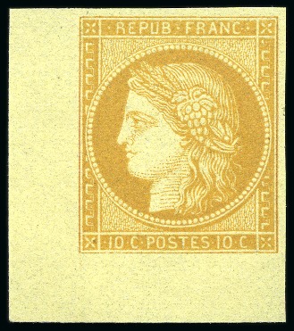 Stamp of France 1870 10c et 20c Siège, Réimpression Granet coin de