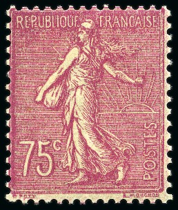 Stamp of France 1924-32 Semeuse 75c lilas-rose Type II, neuf sans ch., TB, cert. Renon (Yv. € 1'250)