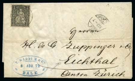 Stamp of Switzerland / Schweiz » Sitzende Helvetia Gezaehnt » Frankaturen 3C schwarz entwertet BASEL 8 VIII 72 auf Drucksache