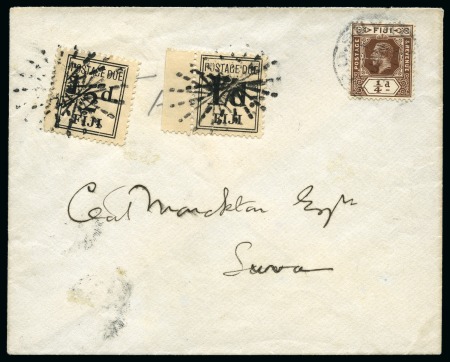 Stamp of Fiji Fiji 1918. Suva internally sent envelope bearing 1/4d