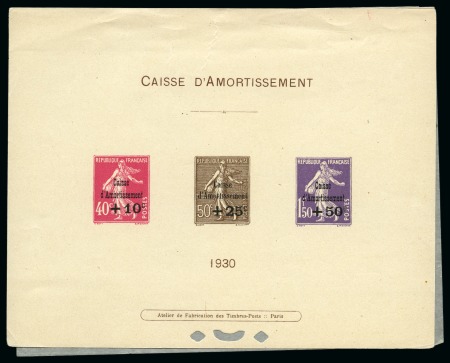 Stamp of France 1930 Caisse d'amortissement Yv. 266/268 en épreuve