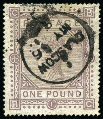 Stamp of Great Britain » 1855-1900 Surface Printed 1867-83 Wmk MC £1 Brown Lilac with Glasgow cds