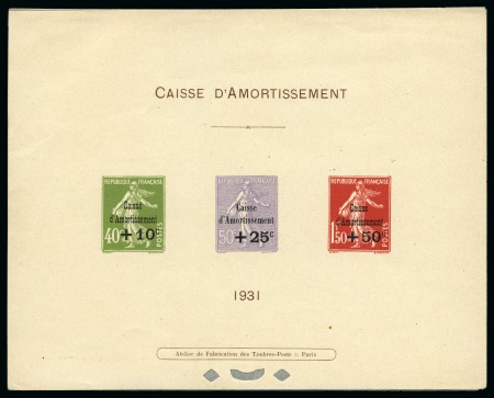 Stamp of France 1931 Caisse d'amortissement Yv. 275/277 en épreuve