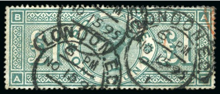 Stamp of Great Britain » 1855-1900 Surface Printed 1891 £1 Green with three strikes of London E.C. hooded