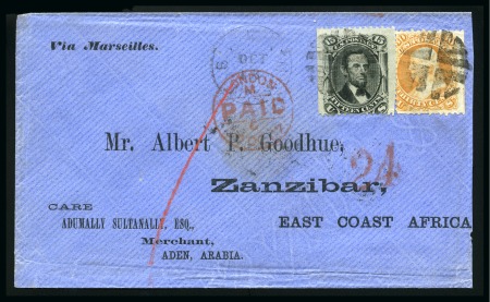Stamp of United States » 1861-1866 issue United States 1867. Salem Massachussets envelope sent to ZANZIBAR