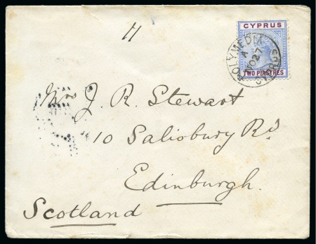 Stamp of Cyprus » Queen Victoria Keyplate Issues Cyprus 1897. Polymedia envelope sent to Edinburgh via