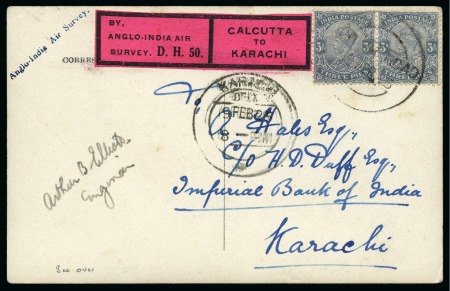 Stamp of India 1925 Postcard of airplane inscribed S.H.Smith addressed