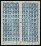 Stamp of France 1923-1924, Feuille du 1F50 Pasteur avec superbe décalage de piquage vertical et horizontal et feuille du 50c rouge type Paix avec léger décalage vertical.