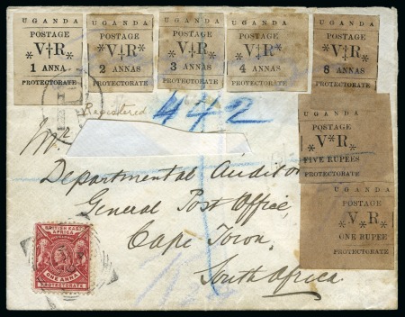 Stamp of Kenya, Uganda and Tanganyika » British East Africa 1899 (Dec) Envelope sent registered with 1896 type set 1a (thick "1") to 5r