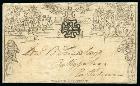 Stamp of Ireland » GB Used In Ireland 1841 (Dec 10) Mulready lettersheet,, stereo A19, with Wicklow distinctive MC