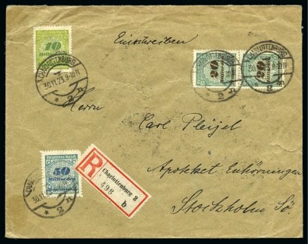 Stamp of Germany » German Empire » German Empire, 1918/23 inflation issues 1923 (30.11) Registered cover from Charlottenburg to