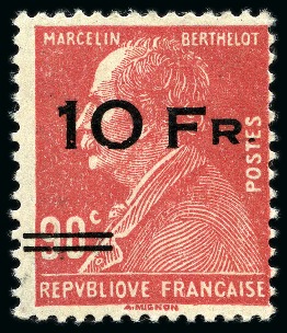 Stamp of France » Poste Aérienne 1928 ILE DE FRANCE 10F sur 90c Berthelot avec variété