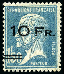 Stamp of France » Poste Aérienne 1928 ILE DE FRANCE 10F sur 1F50 Pasteur avec variété