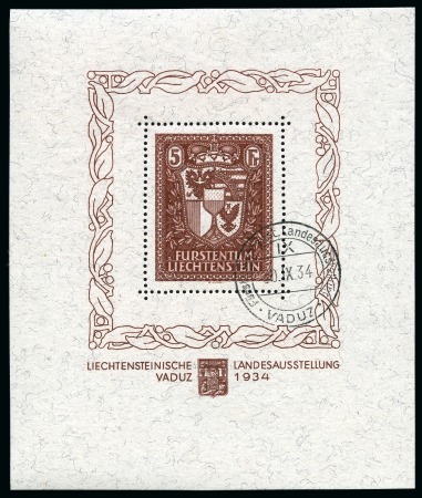 Stamp of Liechtenstein 1934 Vaduz min.sheet cancelled by VADUZ 30 XI 34 cds,