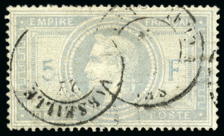 Stamp of France 5F Empire avec 5 et F en bleu, obl. càd Marseille,