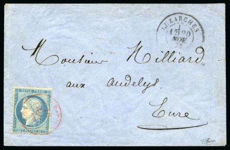 Stamp of France » Guerre de 1870-1871 LE GENERAL UHRICH Ballon monté avec 20c Siège obl.